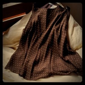 Brown polka dot pure silk Jones NY skirt.